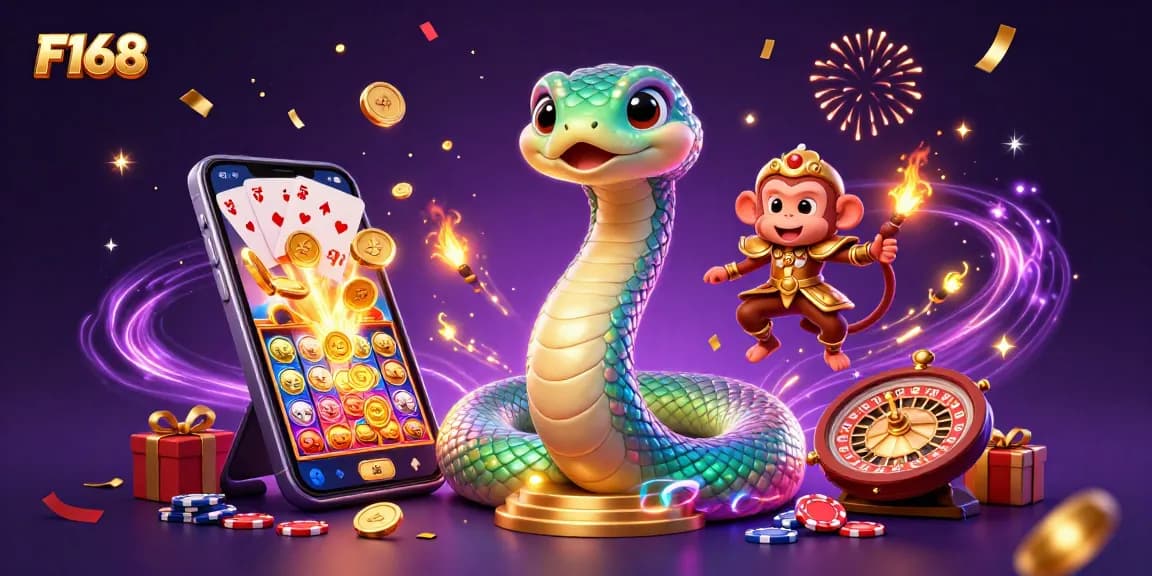 Let the F168 rainbow serpent guide you to exciting slot games with golden jackpots!