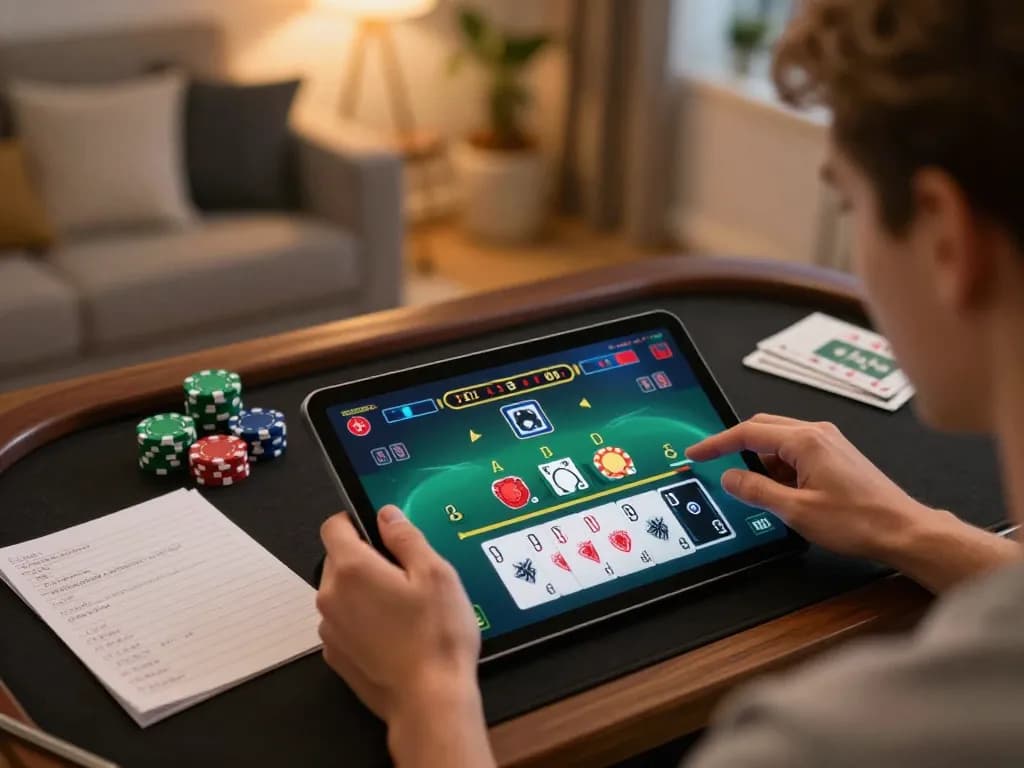 F168 online player engaged in live blackjack, showcasing strategic gameplay in a cozy environment.