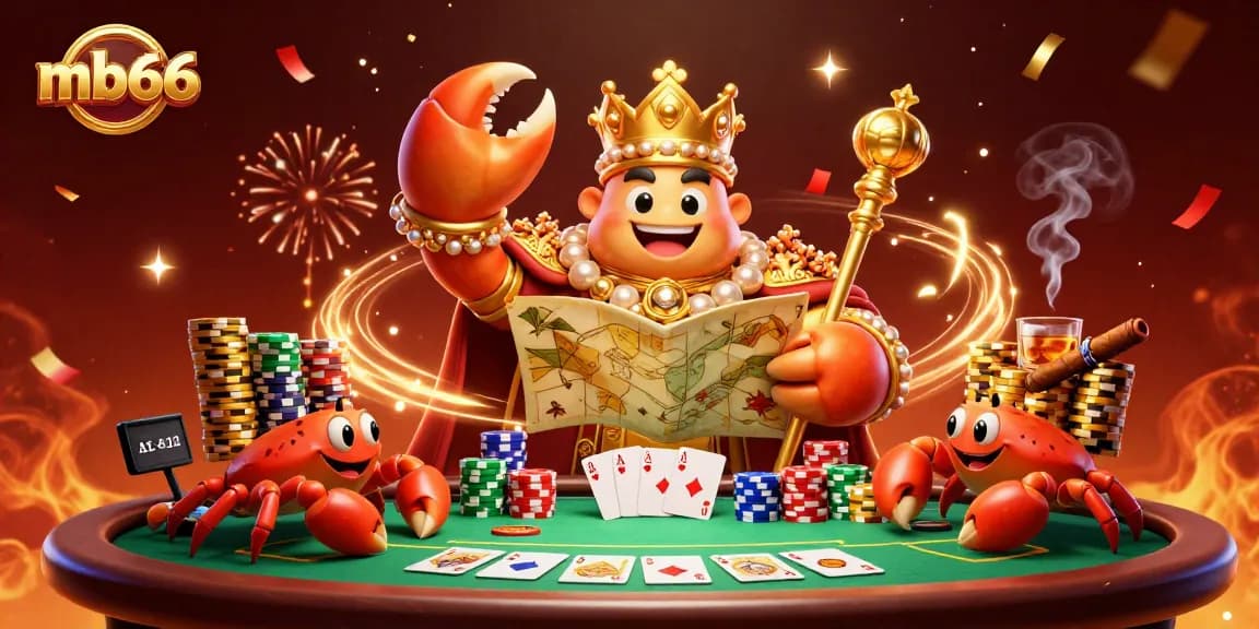 Experience thrilling poker action with mb66's emperor crab and vibrant casino elements.