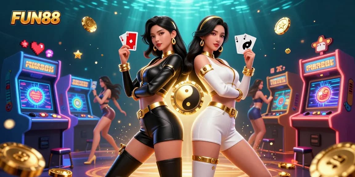 Experience the thrill of FUN88 as Asian women engage in vibrant casino gameplay with playing cards.