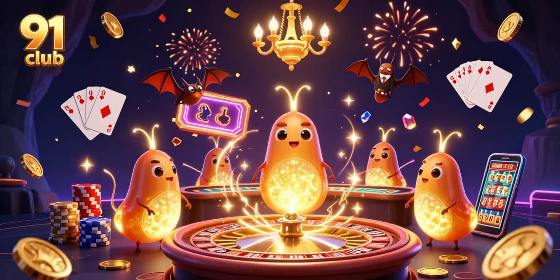 Win big with 91 club as glowworms illuminate a vibrant cave casino filled with exciting games.