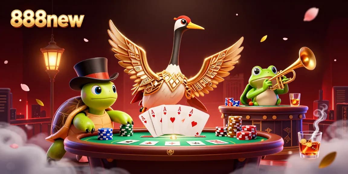 Engage in thrilling action at 888new with poker scenes, vibrant characters, and dynamic casino elements