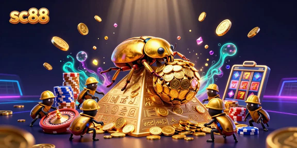 Experience thrilling wins at sc88 with a golden dung beetle in a casino-themed adventure.