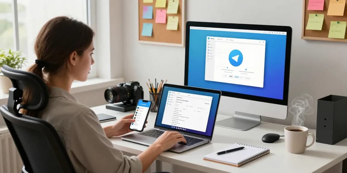 Engaging Telegram Download experience on various devices in a modern workspace.
