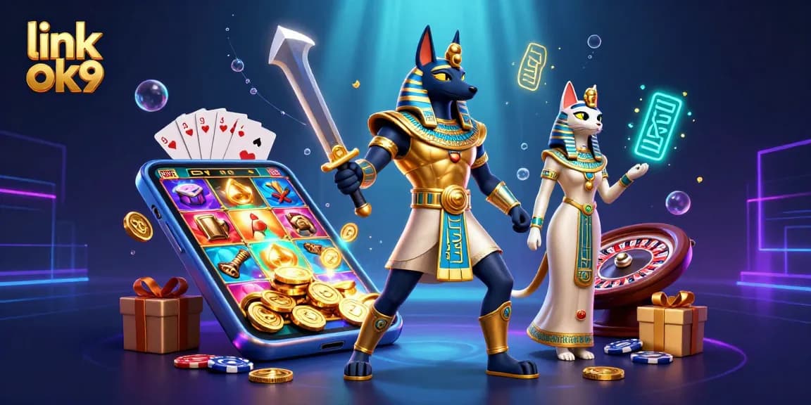 Experience exciting gameplay with link ok9 in a vibrant casino scene featuring mythical characters.