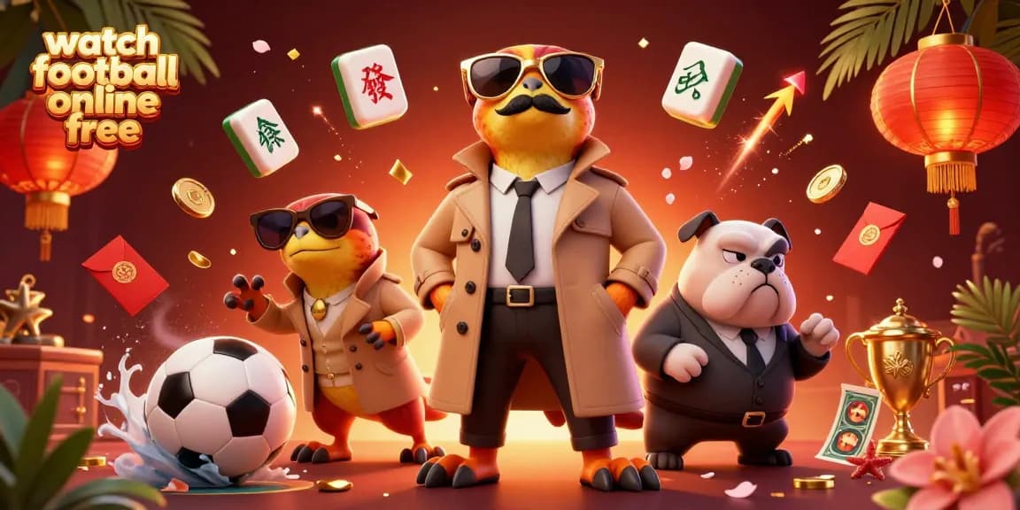 Watch football online free in vibrant casino scene with cartoon raptors and bouncer, surrounded by game elements.