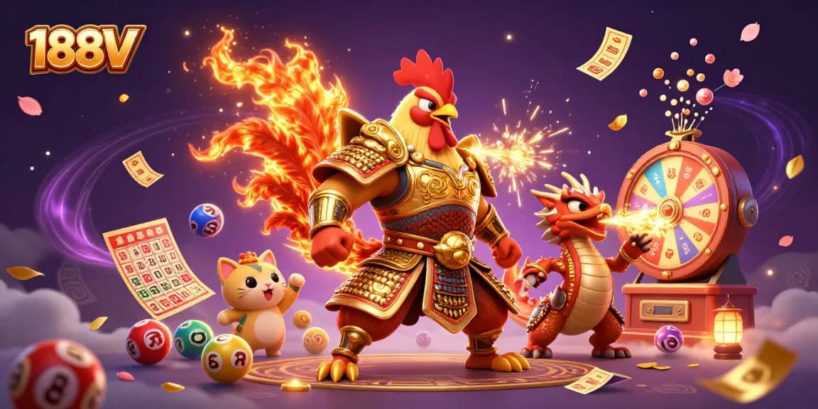 Feel the excitement of 188V's vibrant casino world with dynamic characters and engaging game elements.