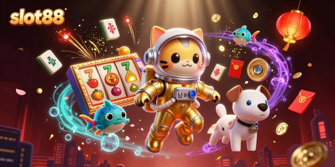Menangkan jackpot di slot88 dengan gambar slot menawan dalam latar luar angkasa dan karakter menggemaskan.