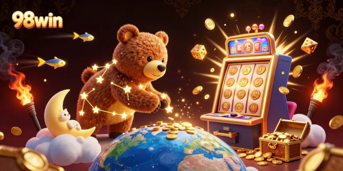 Get ready to win with 98win as golden stars scoop coins amidst jackpot excitement.
