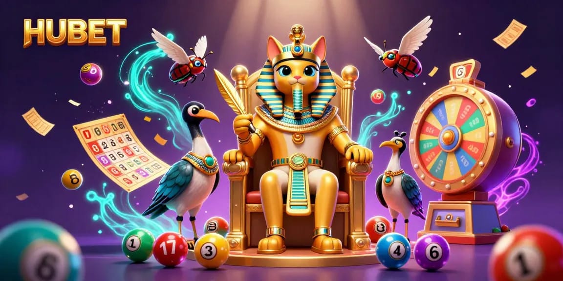 Join the winning adventure at HUBET with vibrant lottery balls and exciting game elements.