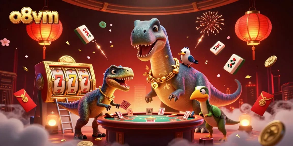 Engage in thrilling slot action with o8vm, exploring a vibrant casino atmosphere filled with lively characters and exciting elements.