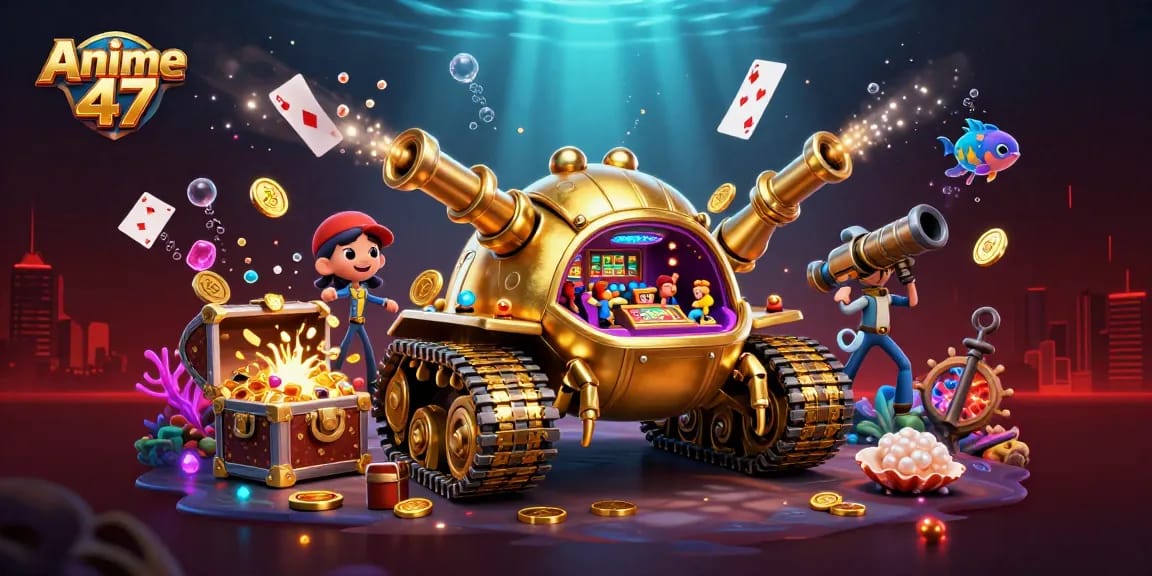 Experience thrilling gameplay with Anime 47's vibrant casino scene featuring a golden beetle tank.