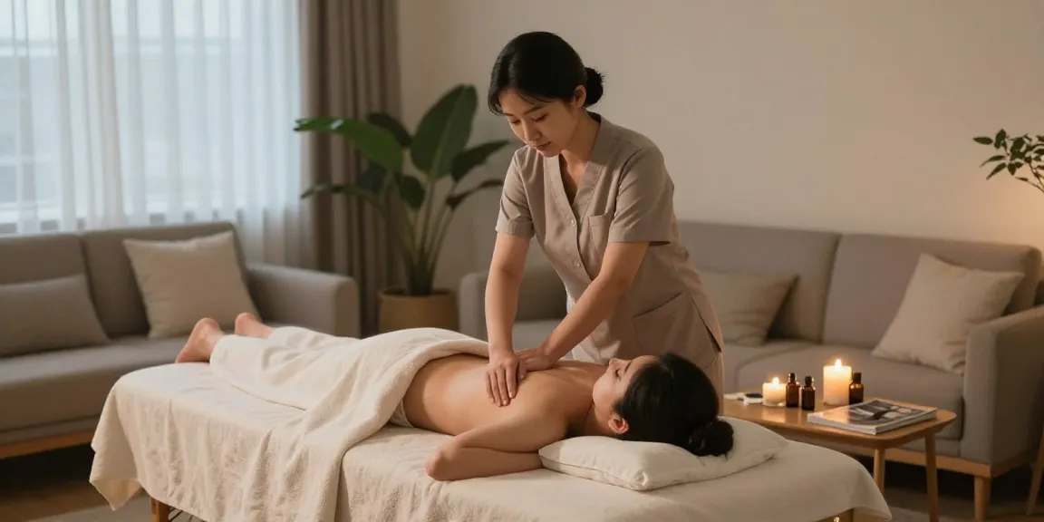 안양출장안마 service in a relaxing home massage setting with a professional therapist creating a calming atmosphere.