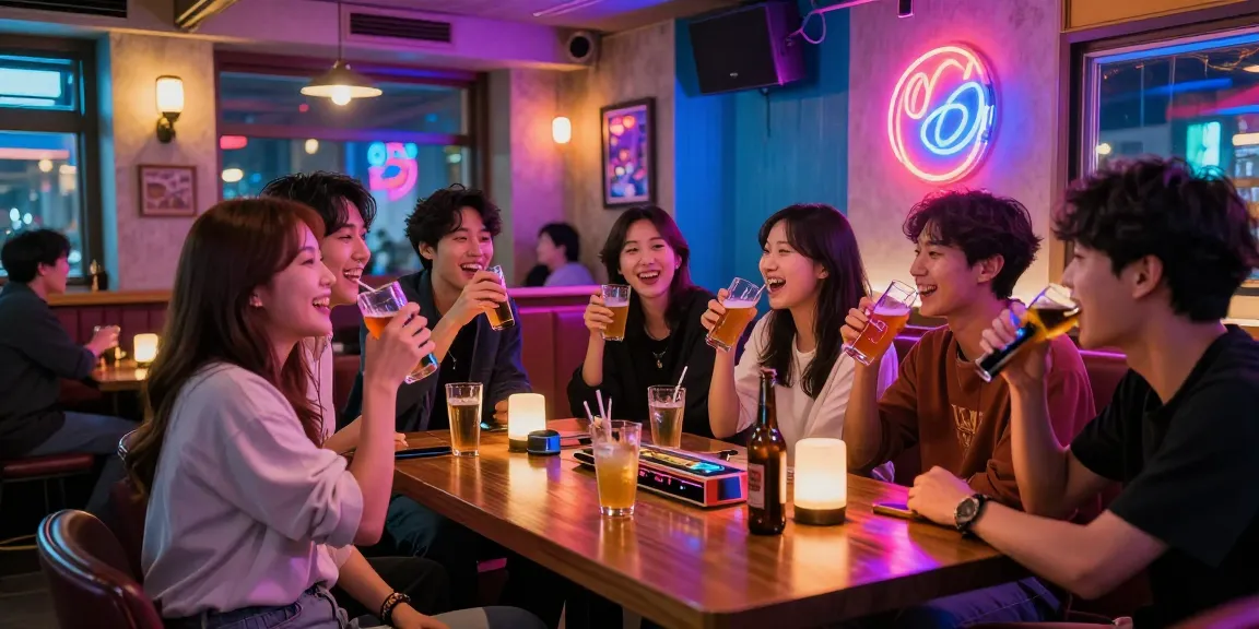 제주유흥을 즐기는 친구들의 즐거운 노래방에서의 모습