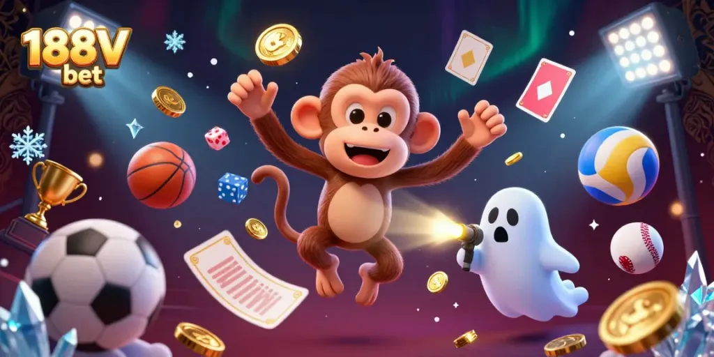 Bet at 188V bet with lively characters and dynamic casino elements in enchanting atmosphere.