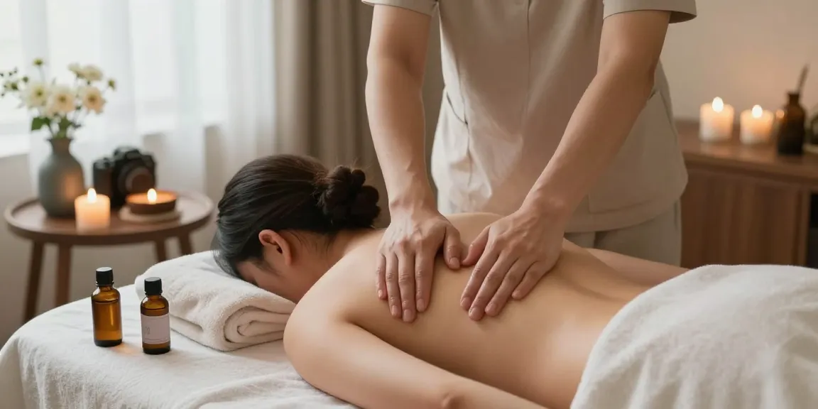 진주마사지의 편안한 분위기에서의 마사지 장면