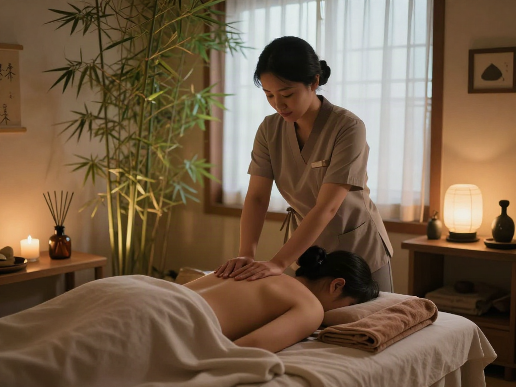 Relaxing 서울출장마사지 session demonstrating traditional Korean massage therapy in a tranquil spa setting
