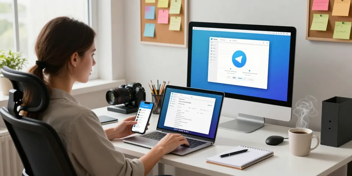 Engaging Telegram Download experience on various devices in a modern workspace.