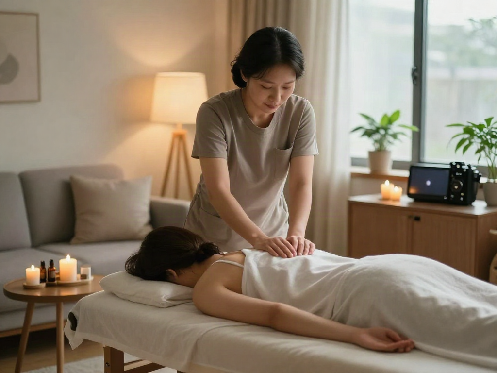 Experiencing 강북출장마사지 at home in a serene and inviting atmosphere.
