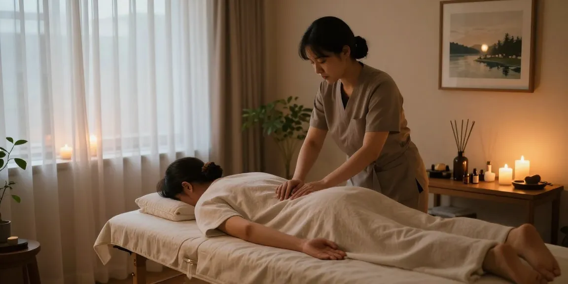 Relaxing 서울출장마사지 experience in tranquil therapy room with calming ambiance and skilled therapist