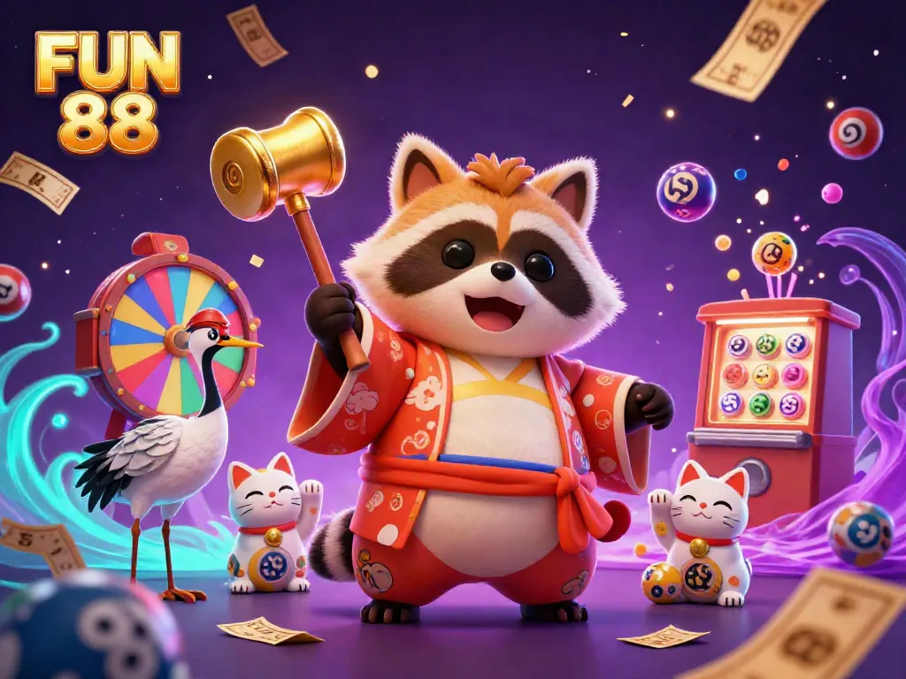 Experience the excitement of FUN 88 with vibrant characters and dynamic gambling elements.