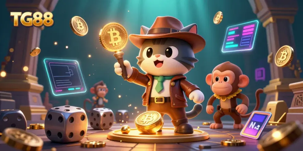 Discover thrilling treasures and golden artifacts at TG88 in a playful underwater scene.