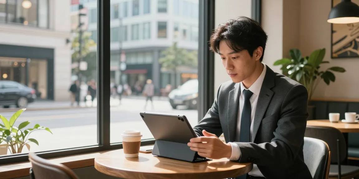 Professional client consultation at a cafe with 한국오피 services available.