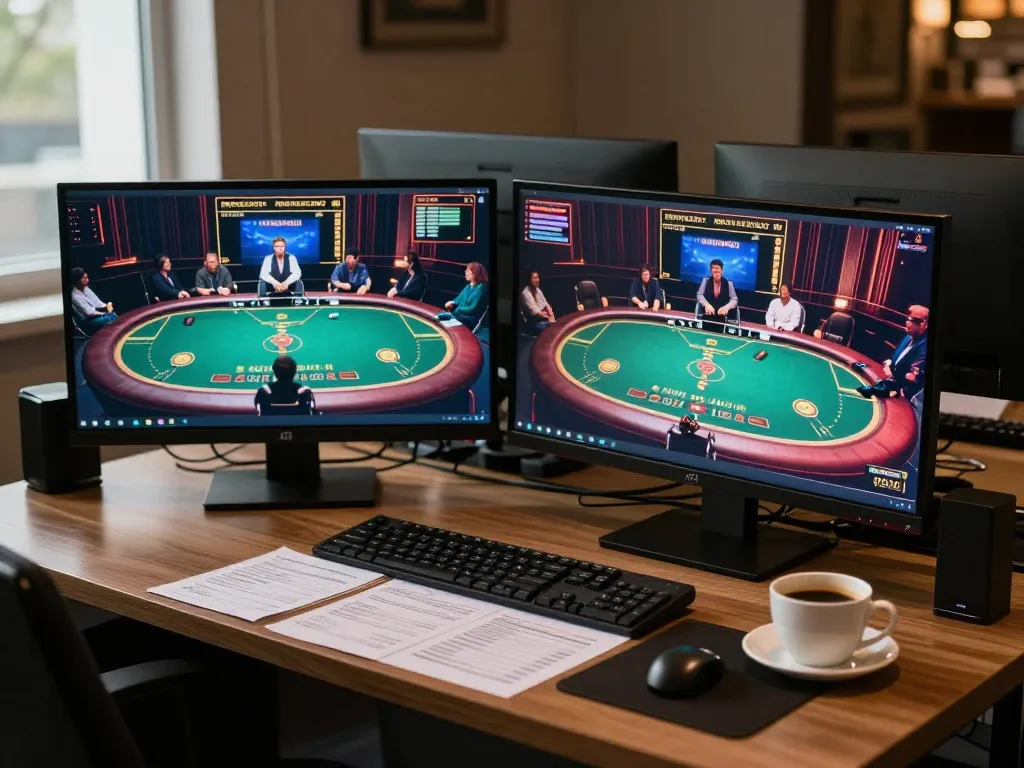 Enjoy dynamic online gambling at xx88 with a professional gaming setup, showcasing live dealer games.