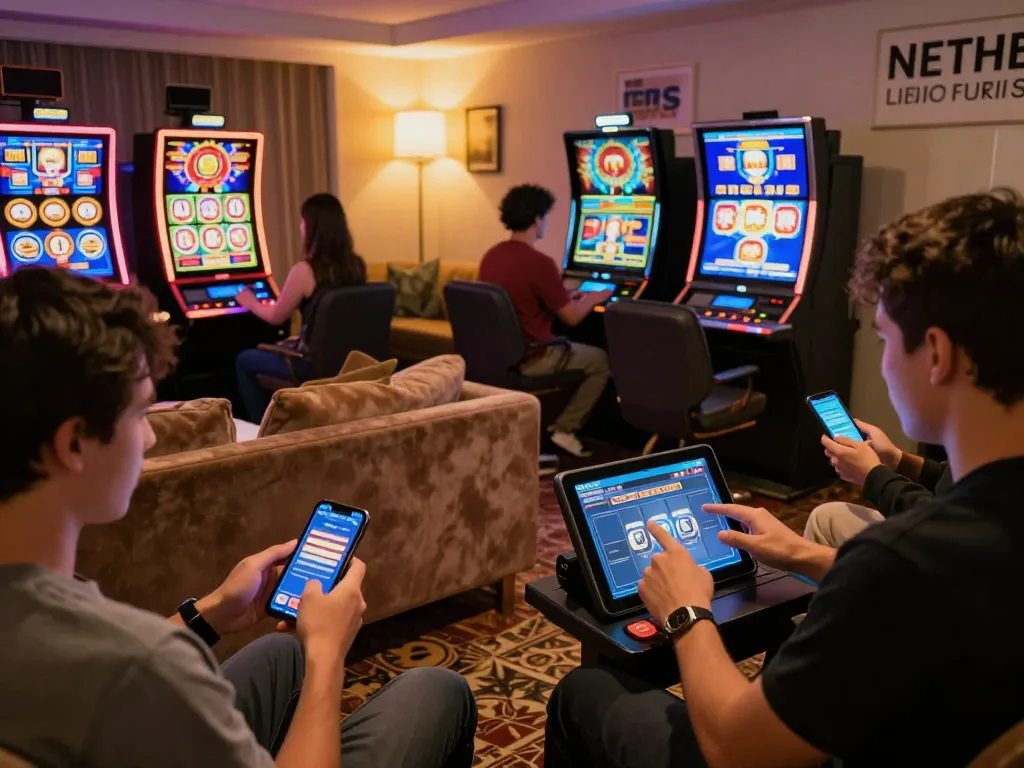 Players enjoying cm88 online slots with exciting win alerts in a cozy gaming setup.