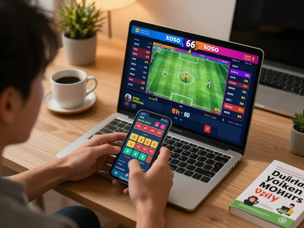 xoso 66 player engages with betting app during a thrilling sports betting session