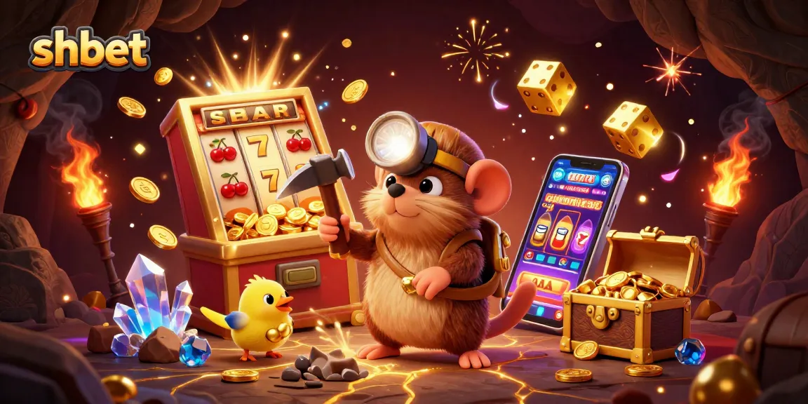 Join the treasure hunter mole in a shbet casino scene filled with joyous jackpot excitement and glowing gems!