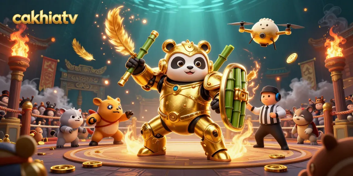 Cakhiatv offers exciting live sports betting experiences with unique visuals of a panda piloting a robot.