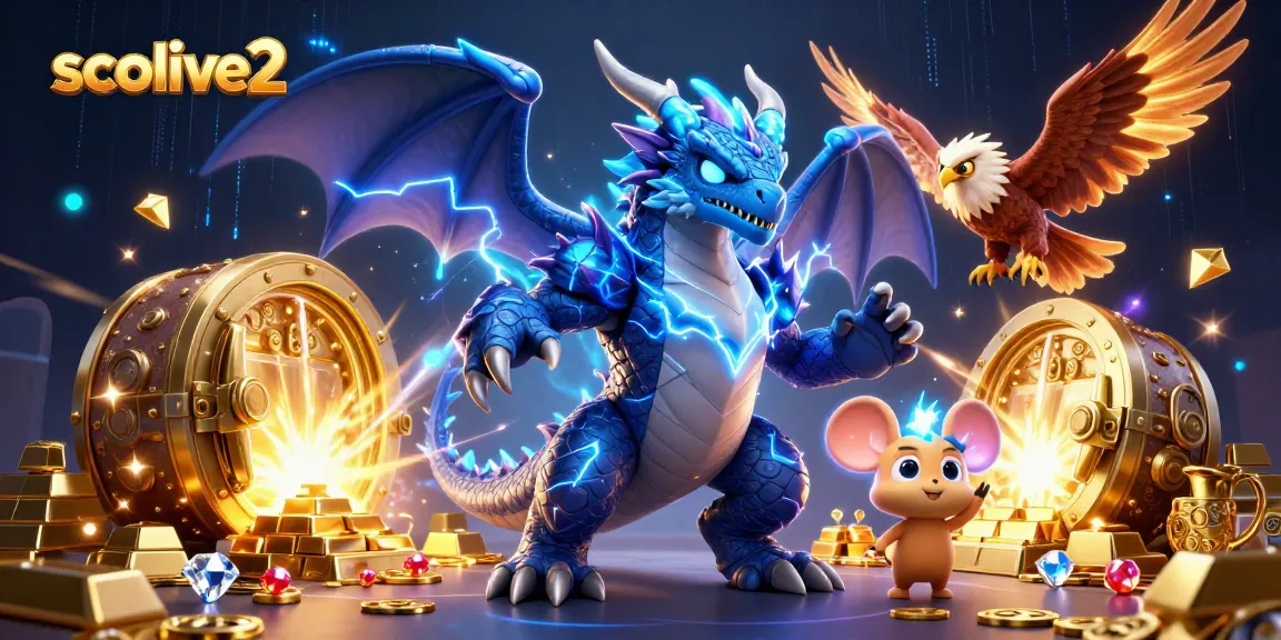 Engage with the electric gameplay of socolive2, featuring a thunder dragon amidst opulent treasures.