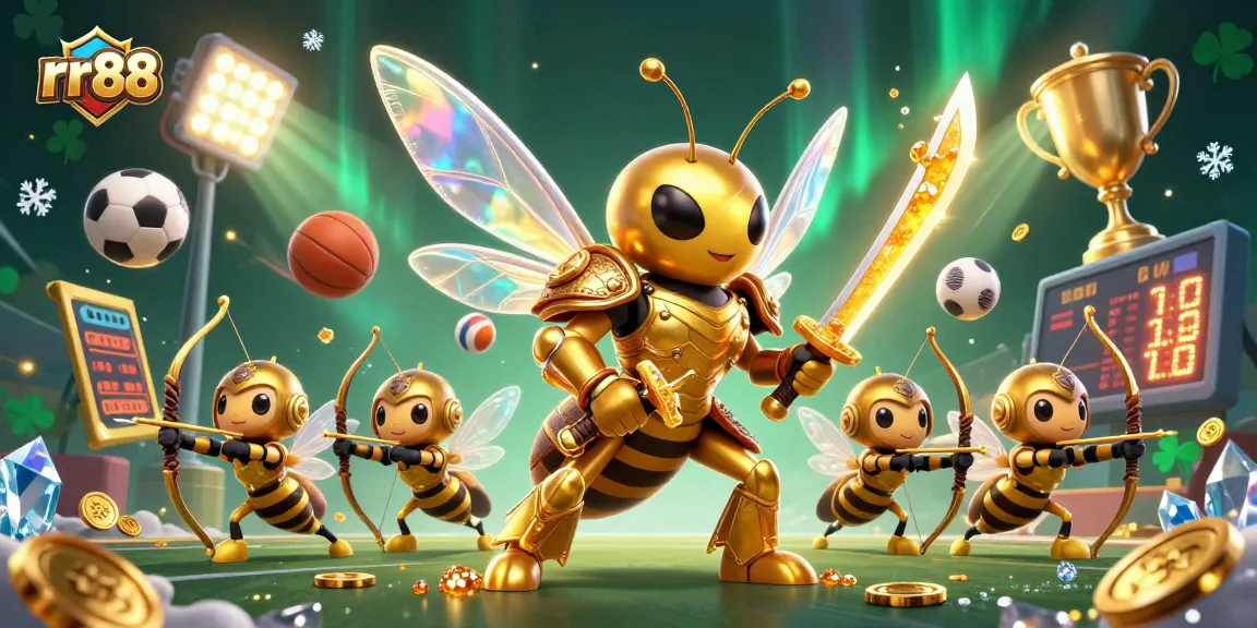 Win big with rr88 in this dynamic 3D casino-themed illustration featuring vibrant gaming elements.