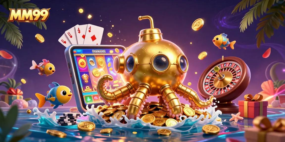 Experience thrilling gameplay with MM99's vibrant casino adventure featuring a golden kraken submarine.