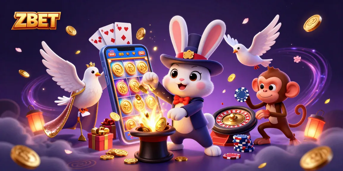 Win exciting jackpots at ZBET with thrilling casino illustrations featuring playful characters and dynamic gambling elements.