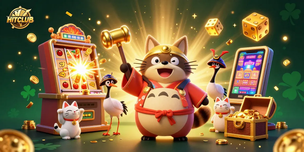 Experience HITCLUB's vibrant gaming world with joyful characters and explosive casino elements.